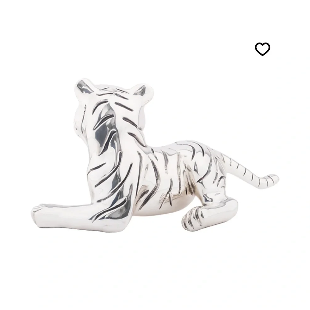 Official D’Argenta Silver Bengal Tiger Cub Statue artist Ricardo del Rio.mint